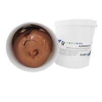 Das Bild zeigt eine Tube mit der Aufschrift „TECHMOL Kupferpaste“ und neben der Tube eine Portion braun-rötlicher Paste. Auf der Tube stehen Anwendungshinweise und technische Informationen zur Kupferpaste, die als Hochleistungspaste zur Schmierung und zum Schutz von metallischen Oberflächen vor dem Festbrennen und Verschleiß bei hohen Temperaturen bis 1100 Grad Celsius dient.