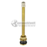 Das Bild zeigt ein Messingventil mit langem Schaft, einem...