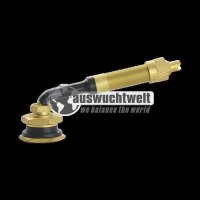 Das Bild zeigt ein Ventil aus Metall, das goldfarben ist...