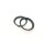Das Bild zeigt zwei schwarze, runde Ringe aus Kunststoff, die sich im unteren Bereich teilweise überlappen, vor einem weißen, neutralen Hintergrund.