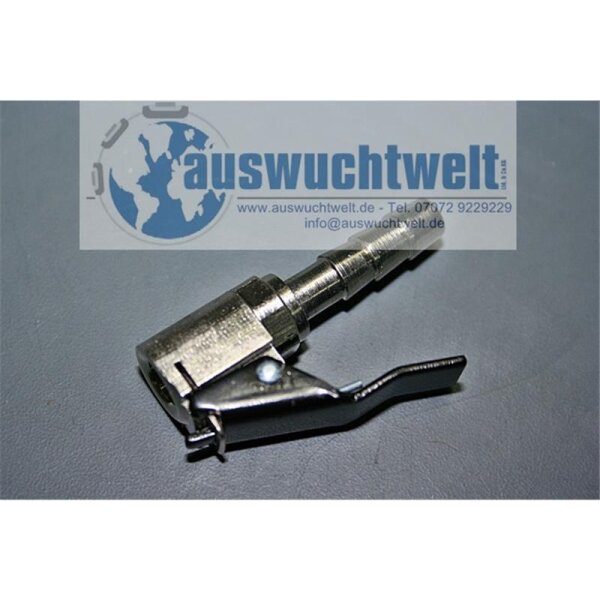 Das Bild zeigt ein Metallventil mit Hebelmechanik, das auf einer glatten grauen Oberfläche liegt. Im Hintergrund ist ein Logo mit einer stilisierten Weltkarte und dem Schriftzug „auswuchtwelt“ zusammen mit Kontaktdaten wie einer Internetadresse, Telefonnummer und E-Mail-Adresse zu sehen.