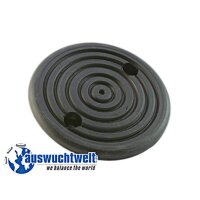Das Bild zeigt eine schwarze, runde Gummischeibe mit...