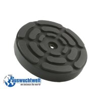 Das Bild zeigt eine runde, schwarze Gummiauflage mit...