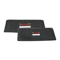 Das Bild zeigt zwei schwarze, rechteckige Gummiplatten in...