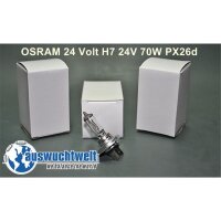 OSRAM 24 Volt H7 24V 70W PX26d, drei weiße...