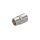 Das Bild zeigt einen metallischen Adapter oder Steckverbinder. Er hat eine zylindrische Form und ist hauptsächlich silberfarben. Ein Ende ist offen, während das andere Ende geschlossen ist. Am offenen Ende befinden sich Einkerbungen, die für eine bessere Griffigkeit sorgen könnten. Solche Adapter werden oft für elektronische oder audiovisuelle Verbindungen verwendet.