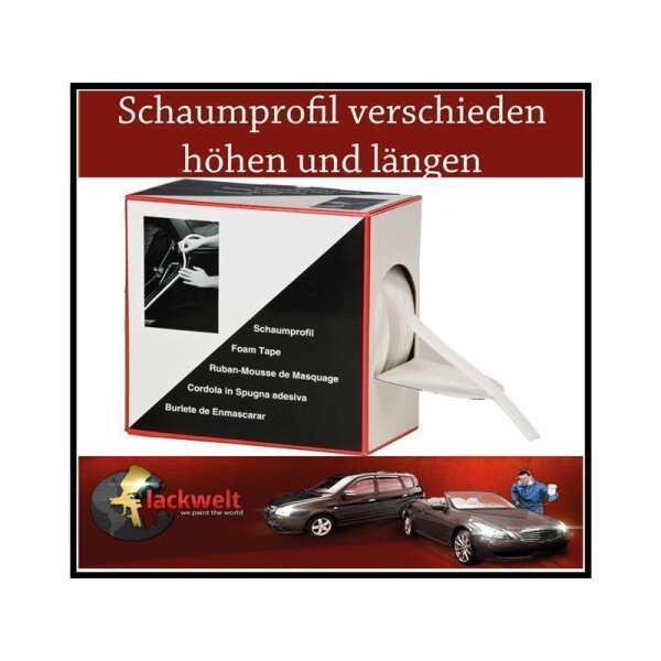 Schaumprofil mit versch. Abmessungen und Formen Schaumprofil Foam Tape Ruban-Mousse de Masquage Cordola in Spugna adesiva Burlete de Enmascarar lackwelt we paint the world
