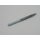 Das Bild zeigt eine schmale, längliche Metallfeile mit einem glatten Griff und einer spitz zulaufenden, rauen Feilfläche, die vollständig mit grobem Schleifmaterial bedeckt ist. Die Feile liegt auf einer hellen, einfarbigen Oberfläche.