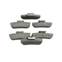 Das Bild zeigt sechs silberfarbene Auswuchtgewichte aus...