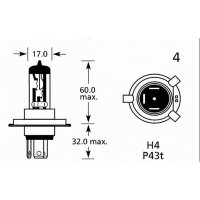 Lampe H4 12V 60/55W von Osram 10 Stück
