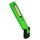 Das Bild zeigt eine schlanke, grüne Arbeitsleuchte mit einem rechteckigen LED-Leuchtstreifen in der Mitte und einem schwarzen Standfuß am unteren Ende, auf dem Gehäuse steht die Aufschrift „JBM“.
