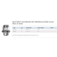 Das Bild zeigt eine verchromte Radmutter mit breitem Bund...
