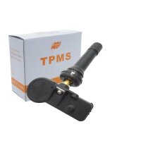 Das Bild zeigt einen Reifendrucksensor (TPMS) in schwarz...