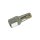 Das Bild zeigt einen metallischen Adapter für Steckschlüssel. Der Adapter ist silbern, hat an einem Ende eine Sechskantaufnahme und am anderen Ende einen Vierkantzapfen mit einer kleinen Kugel zur Arretierung. In der Mitte befindet sich eine gerändelte Fläche für besseren Halt.