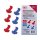 Das Bild zeigt links je drei rote und drei blaue Kunststoffverbinder, rechts eine Produktverpackung mit der Aufschrift „BGS Werkzeuge 50x Abzweigverbinder“, darunter Erklärungen auf Deutsch und Englisch, dass es sich um Klemmen aus hochleitfähigem Material mit Polyamid-Isolierung für höchste Qualität handelt, Temperaturbereich -60°C bis +110°C, kurzzeitig bis 130°C, geeignet für Leitungsquerschnitte 0,5-1,5 mm² (rot, 25 Stück) und 1,5-2,5 mm² (blau, 25 Stück), am unteren Rand ein Barcode, das BGS-Logo und die Artikelnummer 80757.