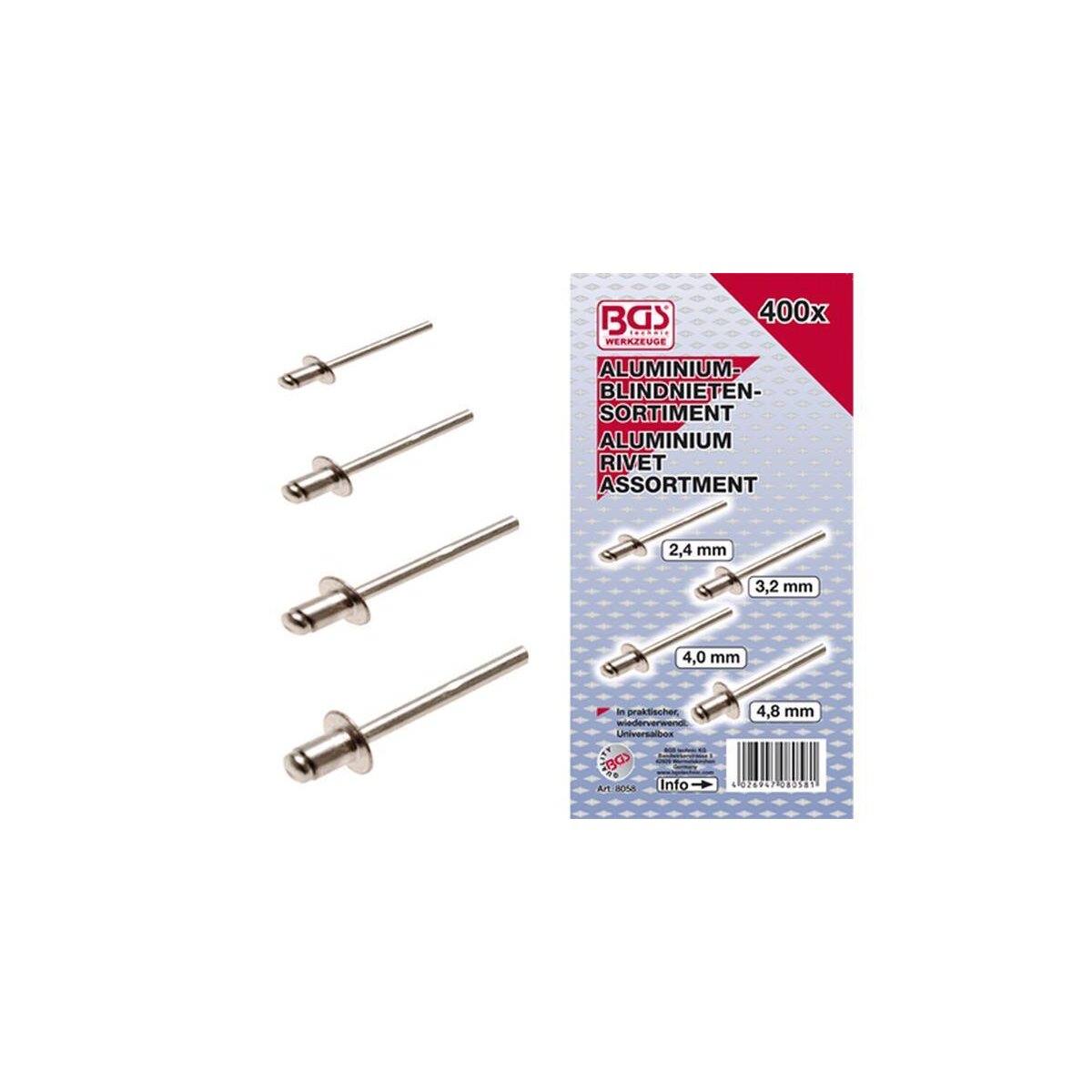 400tlg Blindnieten Set Alu Nieten Sortiment in Box Popnieten 2,4 3,2 4 4,8 Flach 400tlg Blindnieten Set Alu Nieten Sortiment in Box Popnieten 2,4 3,2 4 4,8 Flach