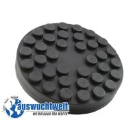Auf dem Bild ist ein runder, schwarzer Gummiteller mit...
