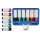Das Bild zeigt einen Satz von Steckschlüsselaufsätzen in einer blauen Kunststoffkassette. Die Kassette ist rechteckig und enthält insgesamt neun Steckschlüssel mit zylindrischem Design. Jeder Steckschlüssel hat einen weißen Körper mit einem farbigen Band am unteren Ende, das in verschiedenen leuchtenden Farben wie Lila, Rot, Orange, Gelb, Grün, Blau, und Pink gehalten ist. Die farbigen Bänder sind jeweils mit einer Nummer und dem Buchstaben BG markiert, was vermutlich auf die Größe oder das Modell hinweist. Die Nummern vergrößern sich von links nach rechts von 15 bis 22. Die Steckschlüssel sind in aufsteigender Größenreihenfolge angeordnet. Im unteren Teil des Kastens ist ein Metallverschluss zum Sichern des Inhalts erkennbar.